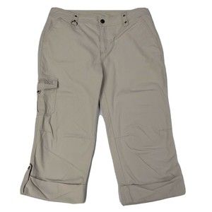Harley Davidson Capri Cargo Pants Size 12 Beige Tan Cuffed Size 12 100% Cotton